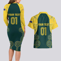 Custom Australia Cricket Couples Matching Long Sleeve Bodycon Dress and Hawaiian Shirt Aussies Champions - Wonder Print Shop