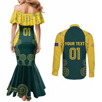 Custom Australia Cricket Couples Matching Mermaid Dress and Long Sleeve Button Shirt Aussies Champions