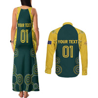Custom Australia Cricket Couples Matching Tank Maxi Dress and Long Sleeve Button Shirt Aussies Champions - Wonder Print Shop