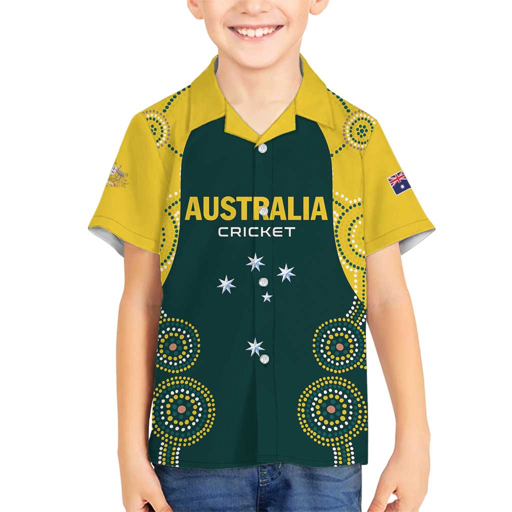 Custom Australia Cricket Family Matching Long Sleeve Bodycon Dress and Hawaiian Shirt Aussies Champions - Wonder Print Shop