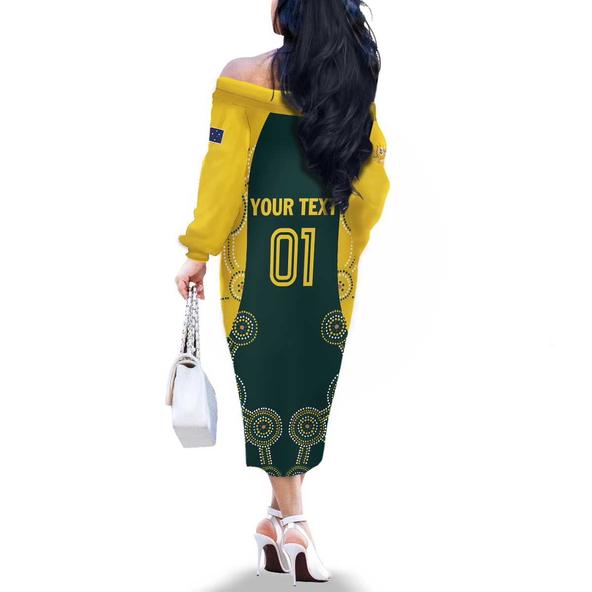 Custom Australia Cricket Family Matching Off The Shoulder Long Sleeve Dress and Hawaiian Shirt Aussies Champions - Wonder Print Shop
