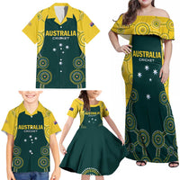 Custom Australia Cricket Family Matching Off Shoulder Maxi Dress and Hawaiian Shirt Aussies Champions - Wonder Print Shop
