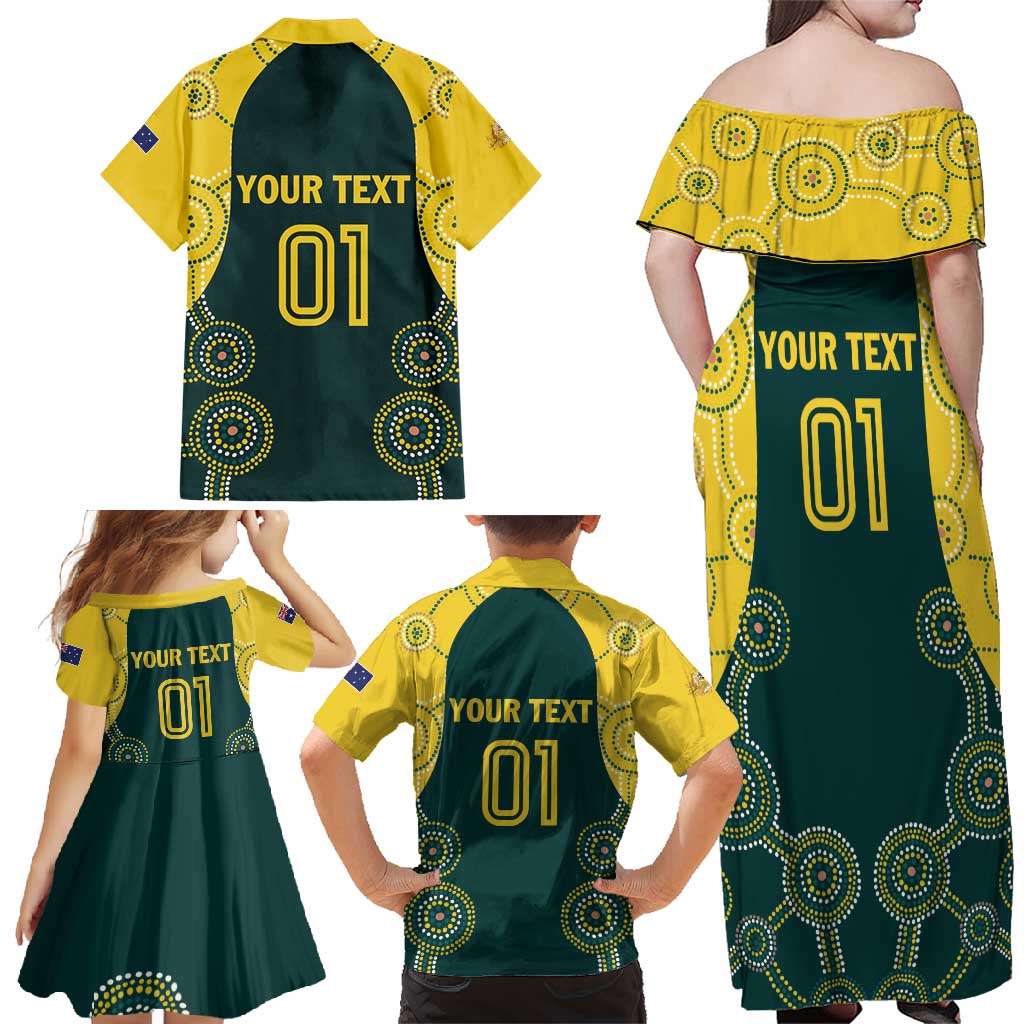 Custom Australia Cricket Family Matching Off Shoulder Maxi Dress and Hawaiian Shirt Aussies Champions - Wonder Print Shop