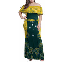 Custom Australia Cricket Family Matching Off Shoulder Maxi Dress and Hawaiian Shirt Aussies Champions - Wonder Print Shop