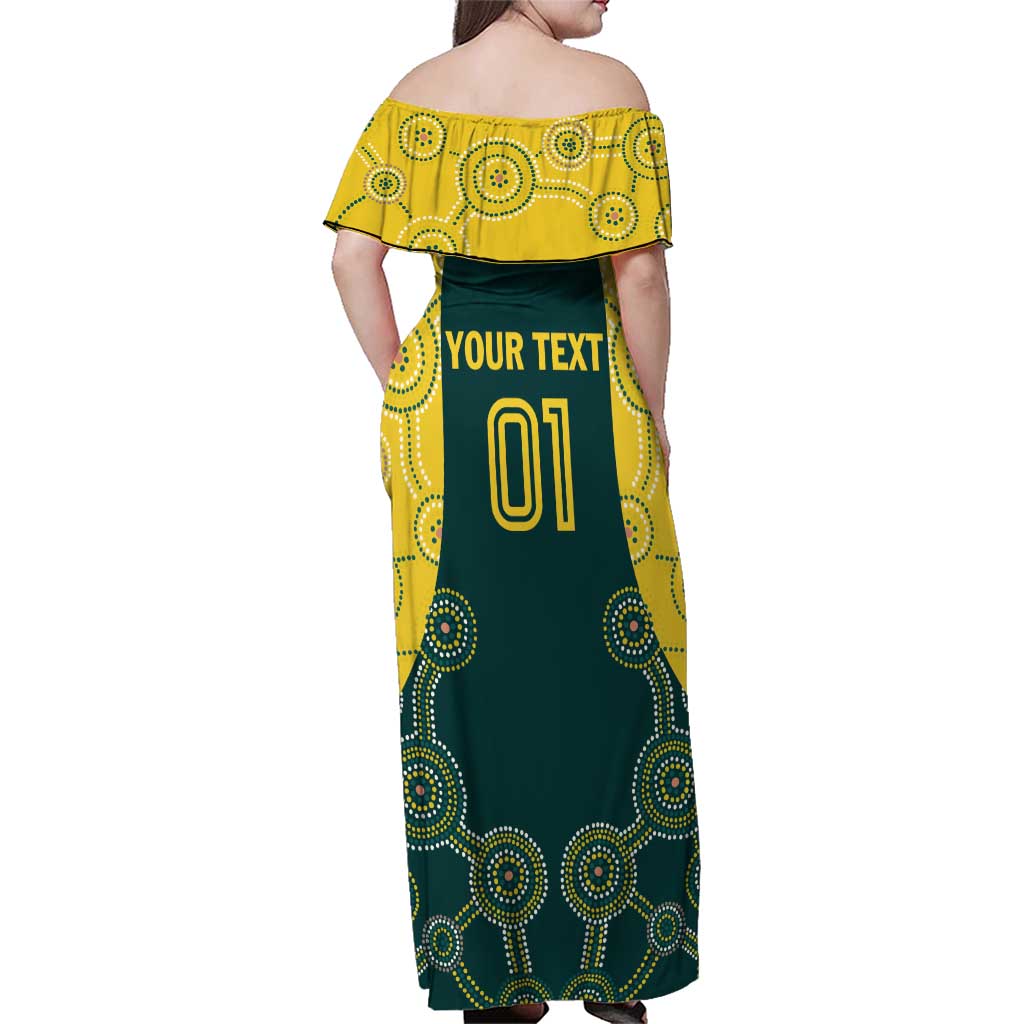 Custom Australia Cricket Family Matching Off Shoulder Maxi Dress and Hawaiian Shirt Aussies Champions - Wonder Print Shop
