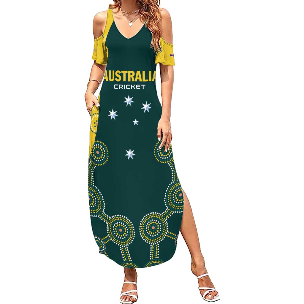 Custom Australia Cricket Family Matching Summer Maxi Dress and Hawaiian Shirt Aussies Champions - Wonder Print Shop