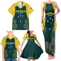 Custom Australia Cricket Family Matching Tank Maxi Dress and Hawaiian Shirt Aussies Champions - Wonder Print Shop