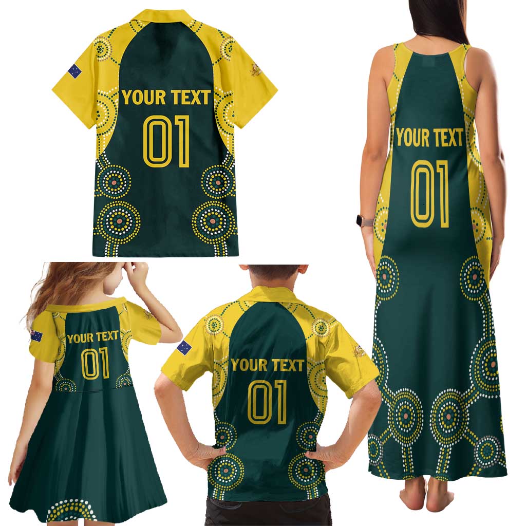 Custom Australia Cricket Family Matching Tank Maxi Dress and Hawaiian Shirt Aussies Champions - Wonder Print Shop