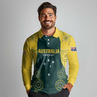 Custom Australia Cricket Long Sleeve Polo Shirt Aussies Champions - Wonder Print Shop
