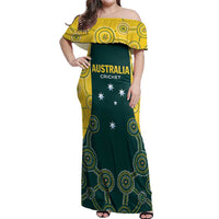 Custom Australia Cricket Off Shoulder Maxi Dress Aussies Champions - Wonder Print Shop