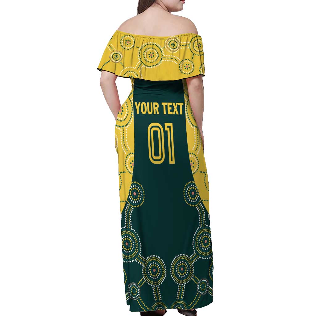 Custom Australia Cricket Off Shoulder Maxi Dress Aussies Champions - Wonder Print Shop
