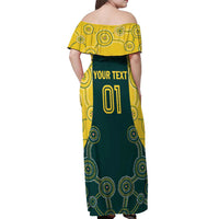 Custom Australia Cricket Off Shoulder Maxi Dress Aussies Champions - Wonder Print Shop