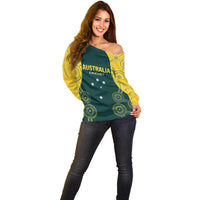 Custom Australia Cricket Off Shoulder Sweater Aussies Champions - Wonder Print Shop
