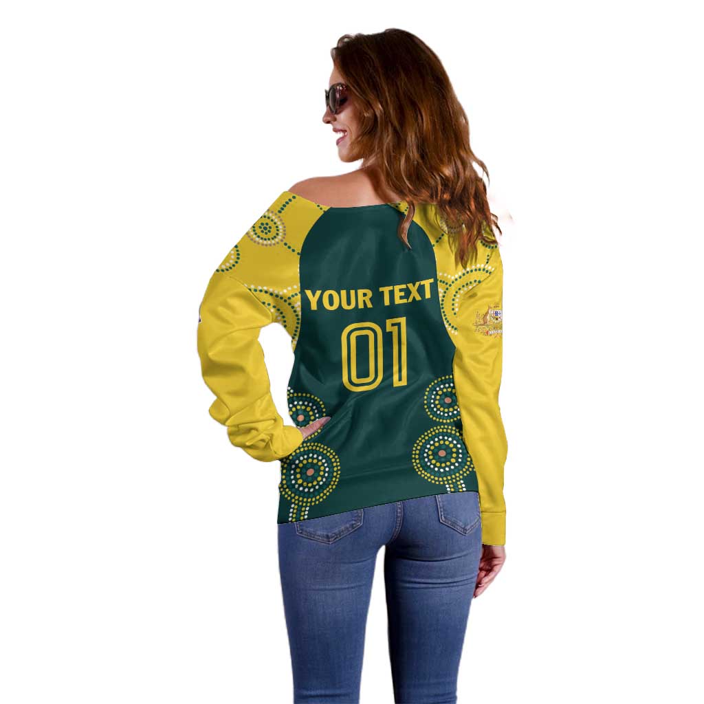 Custom Australia Cricket Off Shoulder Sweater Aussies Champions - Wonder Print Shop