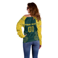 Custom Australia Cricket Off Shoulder Sweater Aussies Champions - Wonder Print Shop