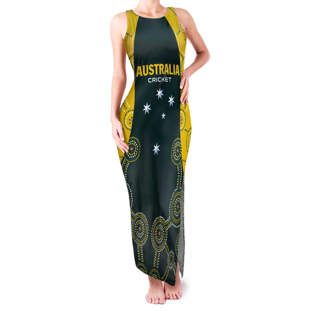 Custom Australia Cricket Tank Maxi Dress Aussies Champions - Wonder Print Shop