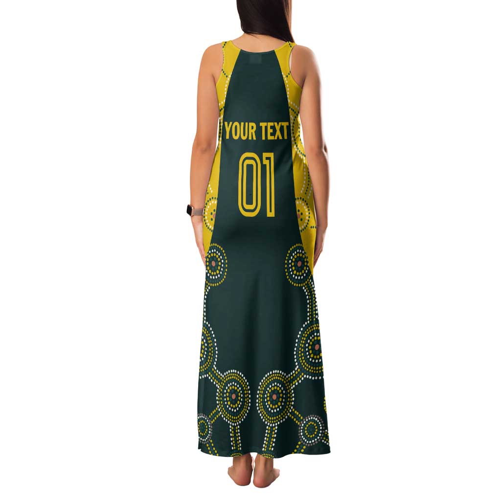 Custom Australia Cricket Tank Maxi Dress Aussies Champions - Wonder Print Shop