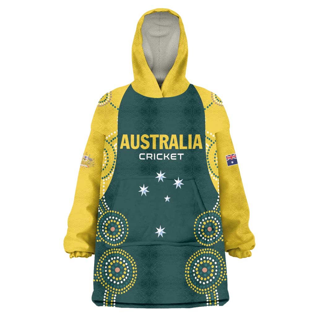 Custom Australia Cricket Wearable Blanket Hoodie Aussies Champions - Wonder Print Shop