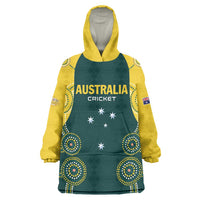 Custom Australia Cricket Wearable Blanket Hoodie Aussies Champions - Wonder Print Shop