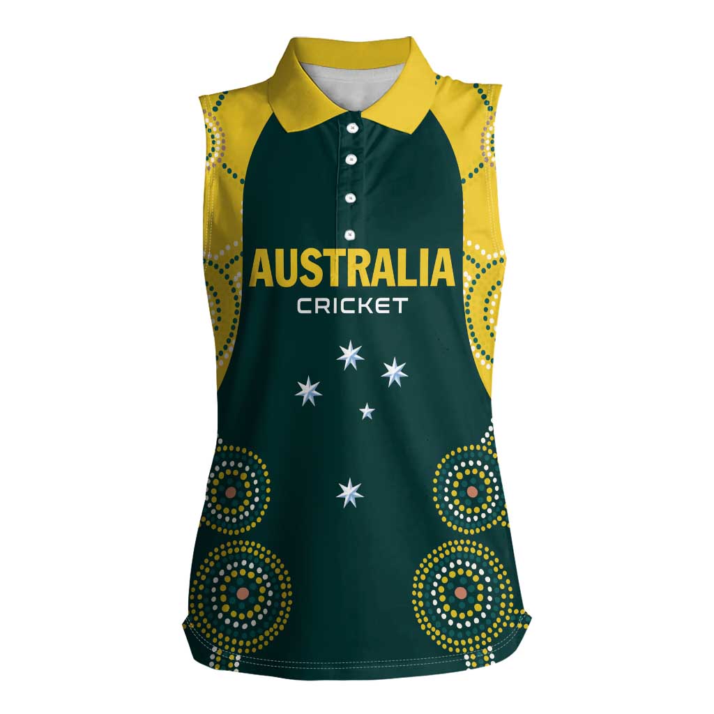 Custom Australia Cricket Women Sleeveless Polo Shirt Aussies Champions - Wonder Print Shop