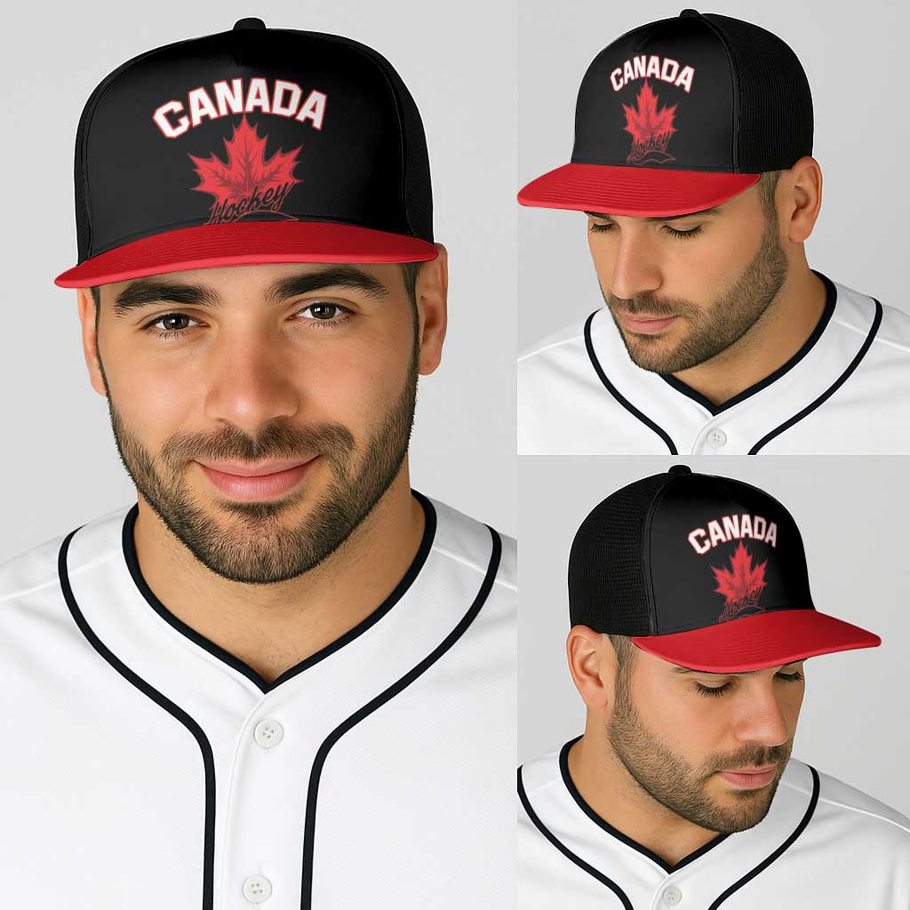Canada 2026 Hockey Baseball Net Cap Team Maple Leaf Black Version - Wonder Print Shop