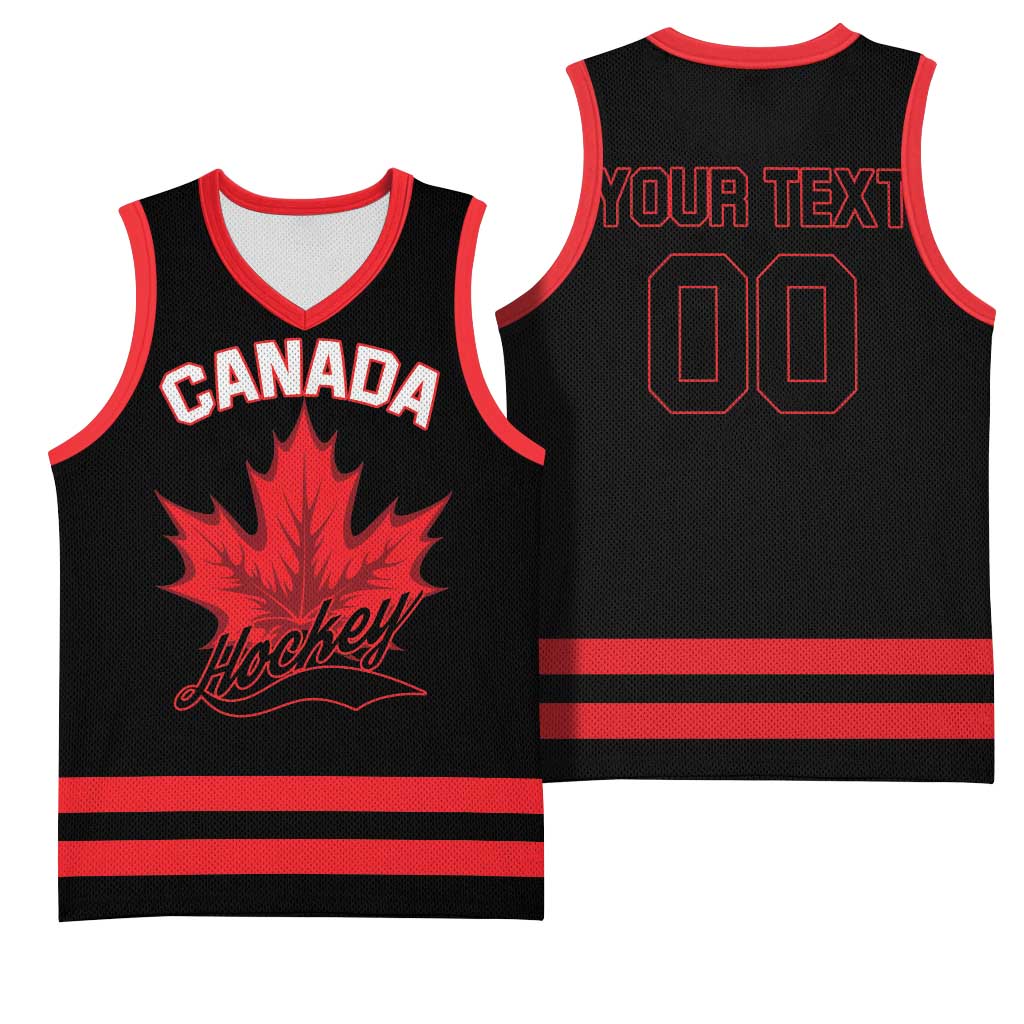 Custom Canada 2026 Hockey Basketball Jersey Team Maple Leaf Black Version - Wonder Print Shop