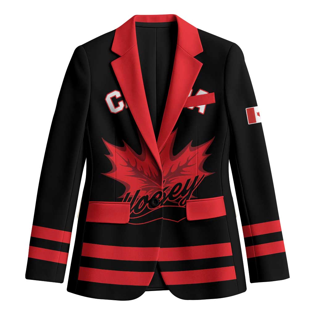 Custom Canada 2026 Hockey Blazer Team Maple Leaf Black Version - Wonder Print Shop