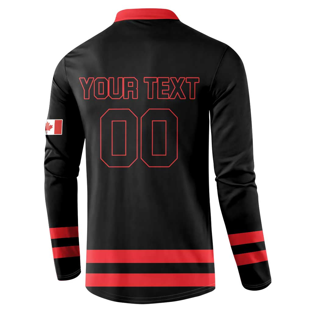 Custom Canada 2026 Hockey Button Sweatshirt Team Maple Leaf Black Version - Wonder Print Shop