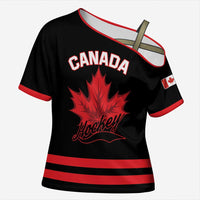 Custom Canada 2026 Hockey Cross Shoulder Shirt Team Maple Leaf Black Version - Wonder Print Shop