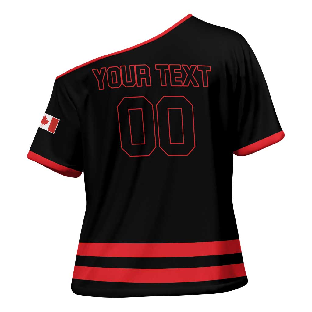 Custom Canada 2026 Hockey Cross Shoulder Shirt Team Maple Leaf Black Version - Wonder Print Shop