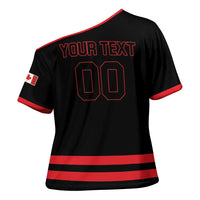 Custom Canada 2026 Hockey Cross Shoulder Shirt Team Maple Leaf Black Version - Wonder Print Shop