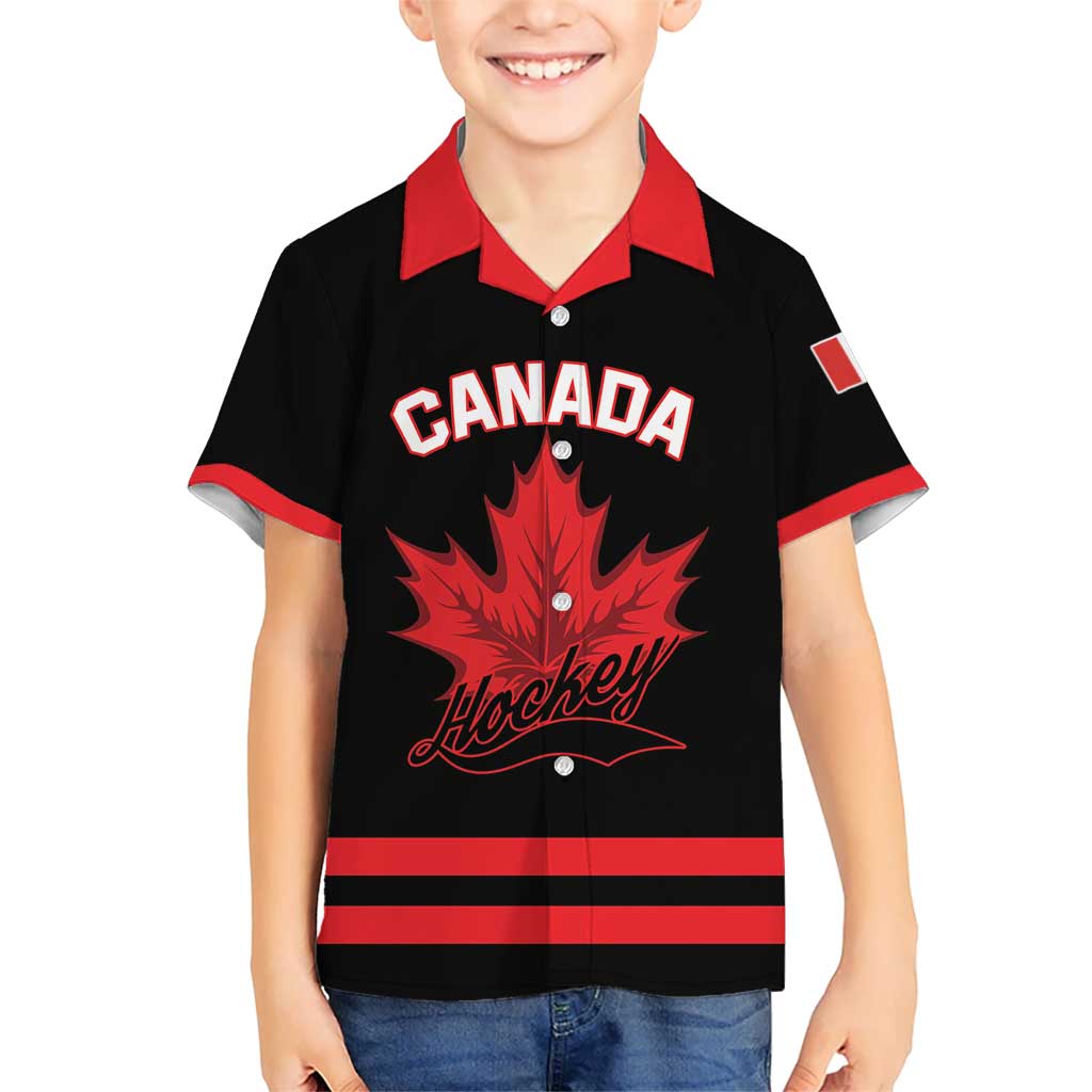 Custom Canada 2026 Hockey Hawaiian Shirt Team Maple Leaf Black Version - Wonder Print Shop