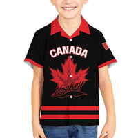 Custom Canada 2026 Hockey Hawaiian Shirt Team Maple Leaf Black Version - Wonder Print Shop