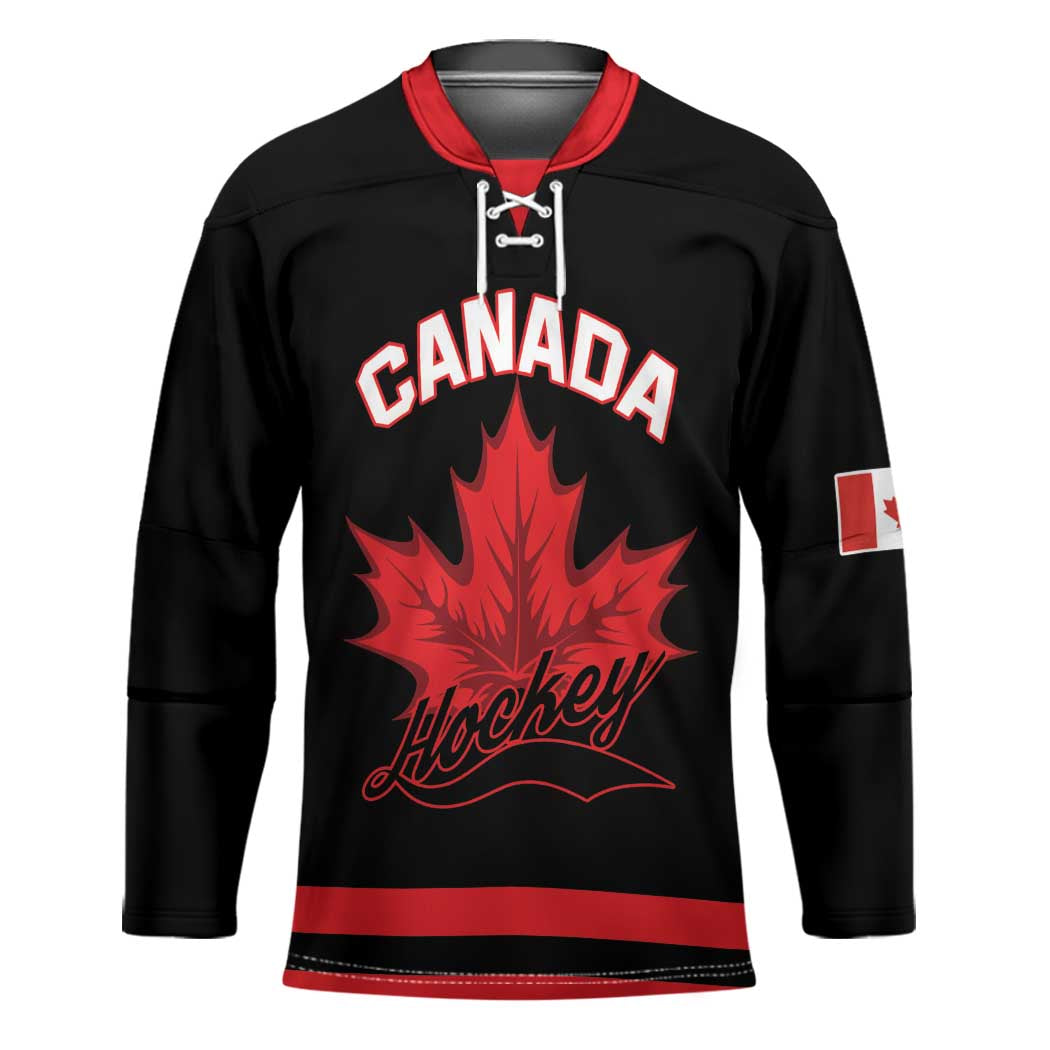 Custom Canada 2026 Hockey Hockey Jersey Team Maple Leaf Black Version - Wonder Print Shop