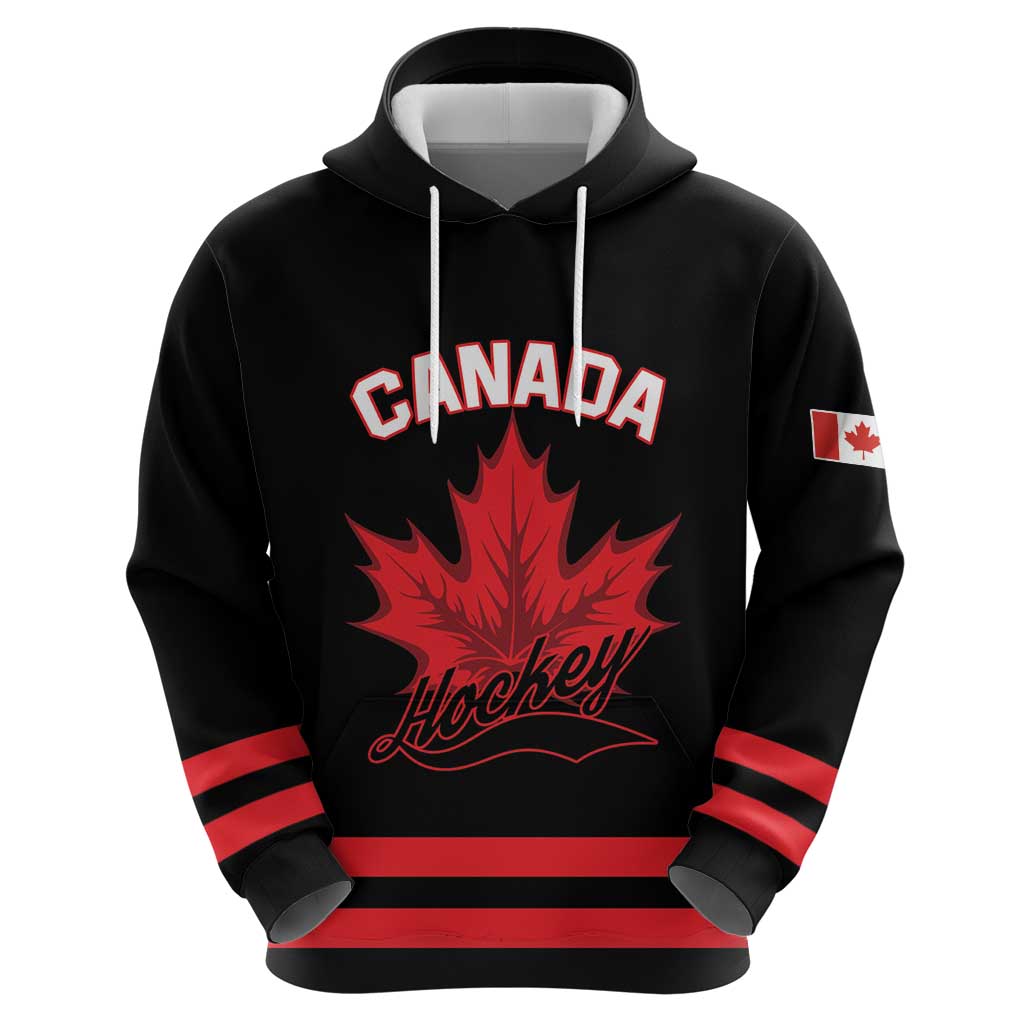Custom Canada 2026 Hockey Hoodie Team Maple Leaf Black Version - Wonder Print Shop