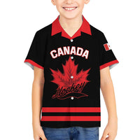 Custom Canada 2026 Hockey Kid Hawaiian Shirt Team Maple Leaf Black Version - Wonder Print Shop