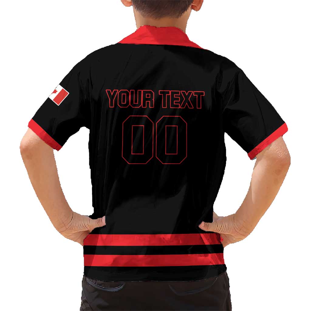 Custom Canada 2026 Hockey Kid Hawaiian Shirt Team Maple Leaf Black Version - Wonder Print Shop