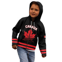 Custom Canada 2026 Hockey Kid Hoodie Team Maple Leaf Black Version - Wonder Print Shop