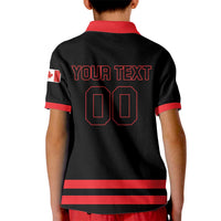 Custom Canada 2026 Hockey Kid Polo Shirt Team Maple Leaf Black Version - Wonder Print Shop