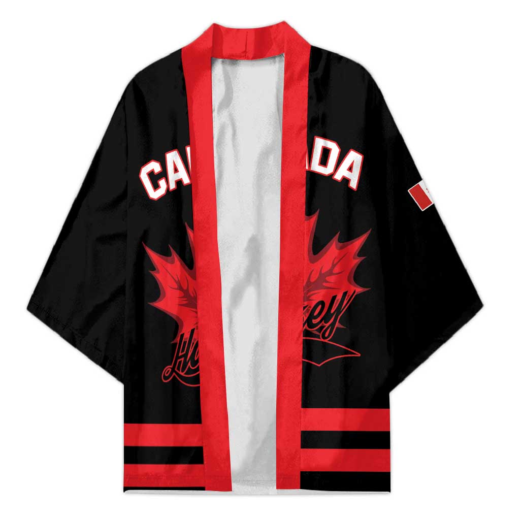 Custom Canada 2026 Hockey Kimono Team Maple Leaf Black Version - Wonder Print Shop