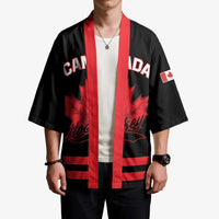 Custom Canada 2026 Hockey Kimono Team Maple Leaf Black Version - Wonder Print Shop
