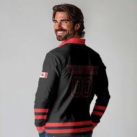 Custom Canada 2026 Hockey Long Sleeve Polo Shirt Team Maple Leaf Black Version - Wonder Print Shop