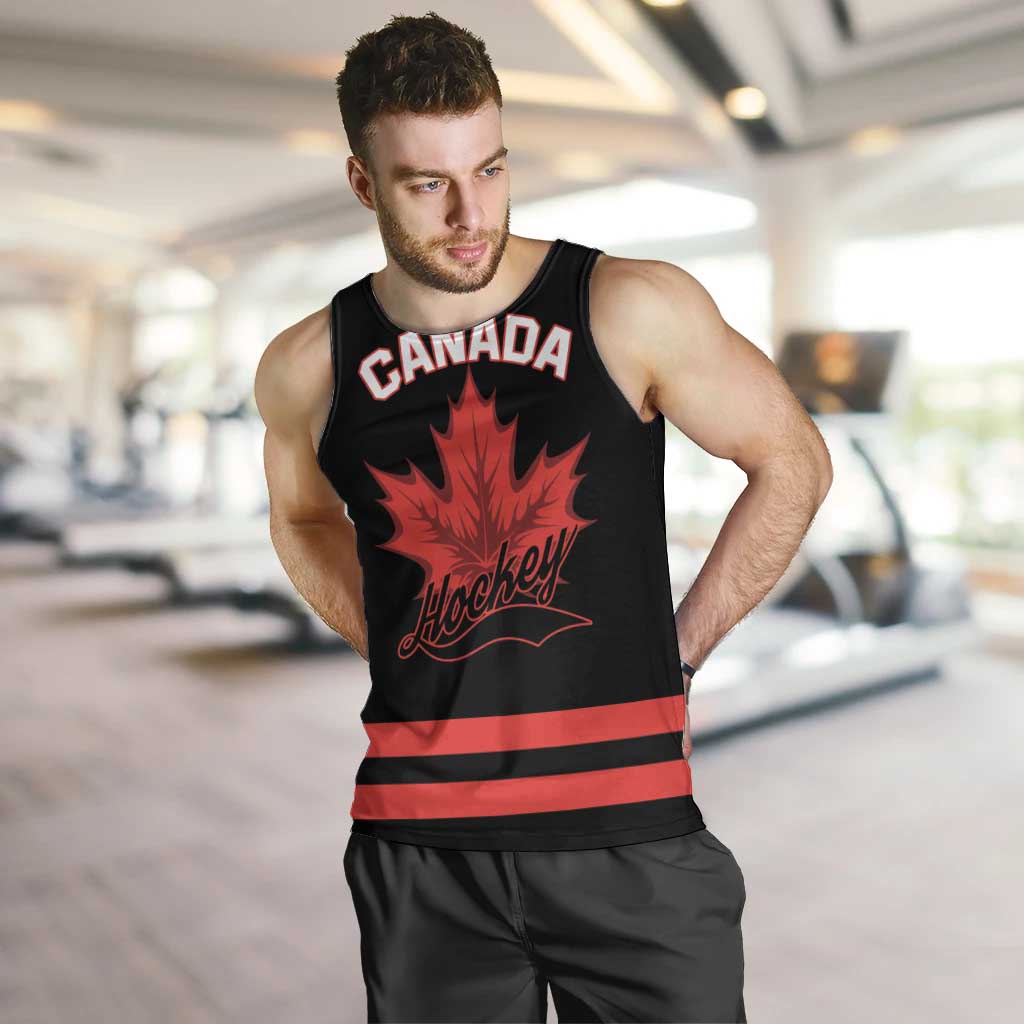 Custom Canada 2026 Hockey Men Tank Top Team Maple Leaf Black Version - Wonder Print Shop