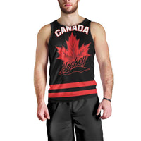 Custom Canada 2026 Hockey Men Tank Top Team Maple Leaf Black Version - Wonder Print Shop