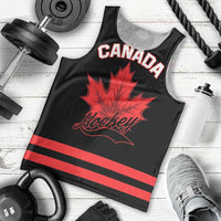 Custom Canada 2026 Hockey Men Tank Top Team Maple Leaf Black Version - Wonder Print Shop