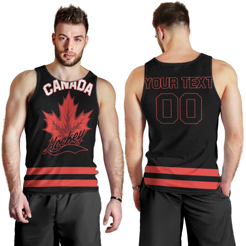 Custom Canada 2026 Hockey Men Tank Top Team Maple Leaf Black Version - Wonder Print Shop