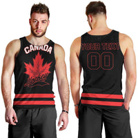 Custom Canada 2026 Hockey Men Tank Top Team Maple Leaf Black Version - Wonder Print Shop