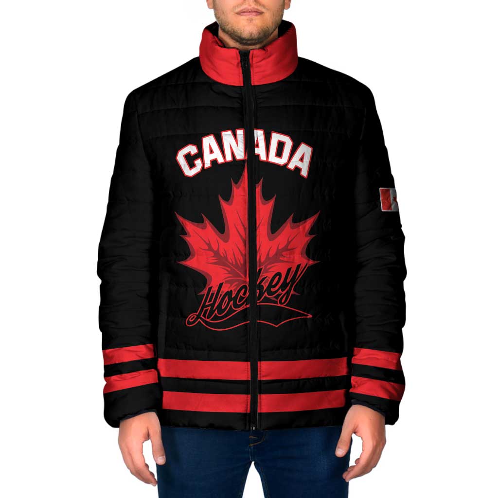 Custom Canada 2026 Hockey Padded Jacket Team Maple Leaf Black Version - Wonder Print Shop