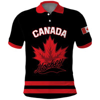 Custom Canada 2026 Hockey Polo Shirt Team Maple Leaf Black Version - Wonder Print Shop