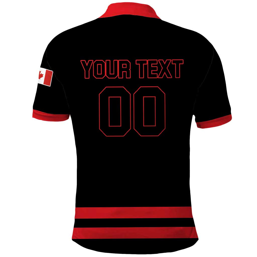 Custom Canada 2026 Hockey Polo Shirt Team Maple Leaf Black Version - Wonder Print Shop